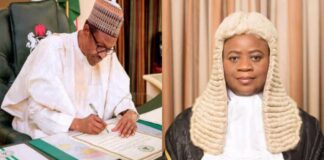 Buhari Nominates Justice Monica Dongban-Mensem to Senate for Confirmation as President, Court of Appeal