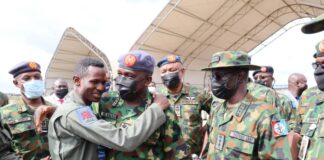 Emotions high as CDS, CAS meet gallant fighter pilot who survived crash after pummeling bandits in Zamfara forest