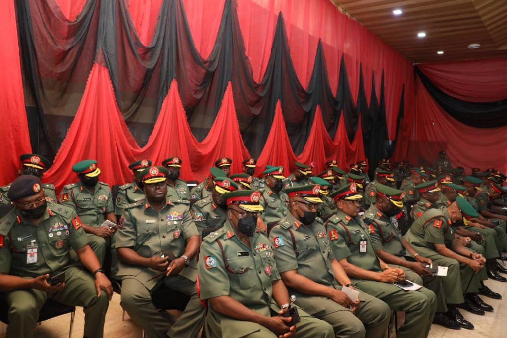 Use your wealth of knowledge, professionalism to defeat insurgency, banditry, Defence Minister charges newly promoted Generals