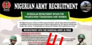 Nigerian Army Debunks Fake Recruitment Publication, Warns Public Against Fraudsters