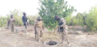 Troops conduct exploitation patrol on fleeing terrorists withdrawal routes in Damboa in Borno
